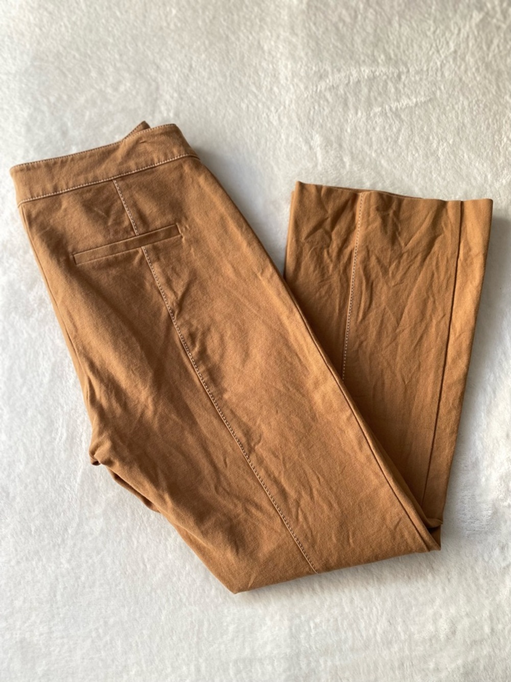 Derek Lam 10 Crosby Camel Flared Trousers Contrast Stitch Size 6 Cotton Cropped - Picture 15 of 16